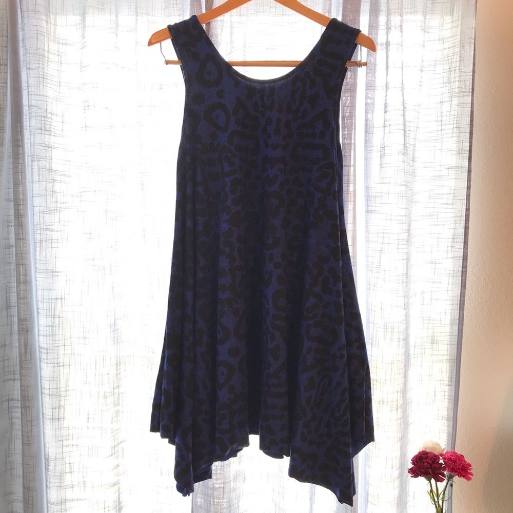 Blue and black leopard print dress